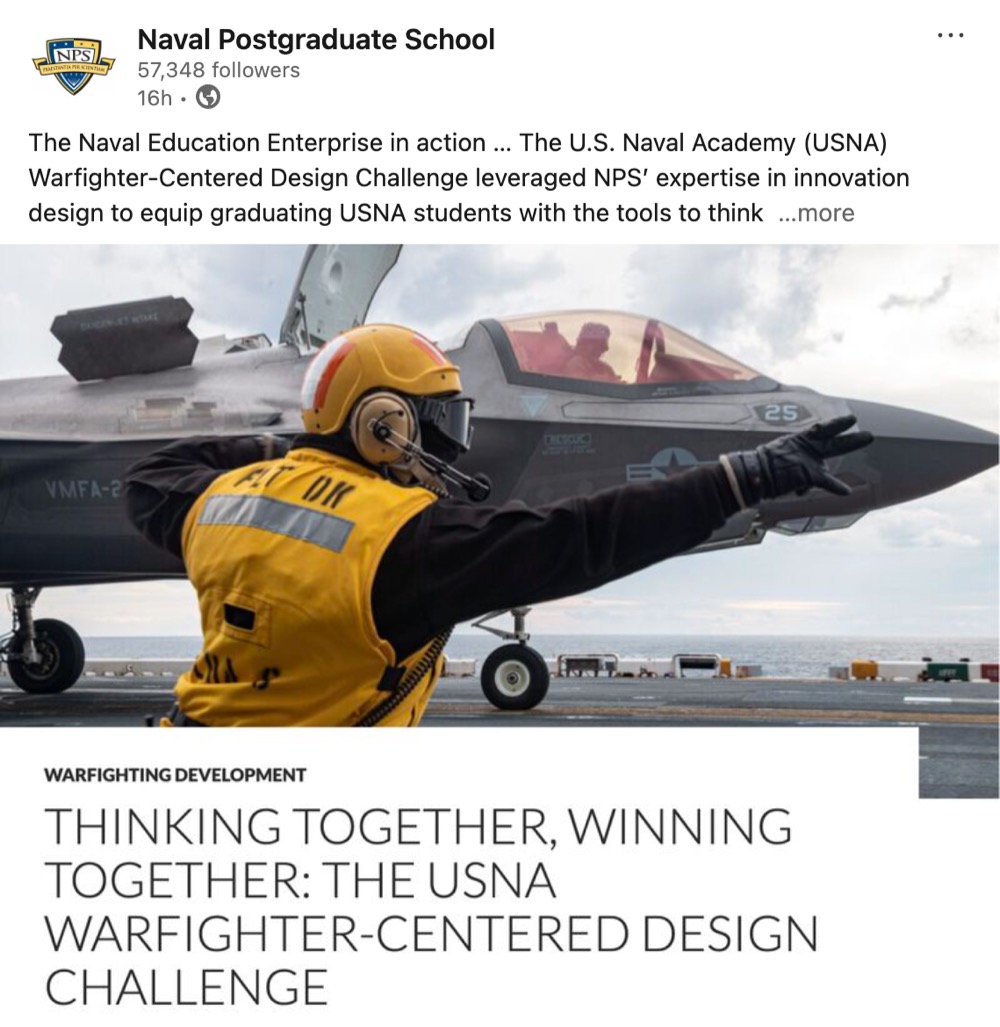 The US Naval Academy partnered with NPS to equip graduating students with problem-solving skills for innovating with emerging technologies